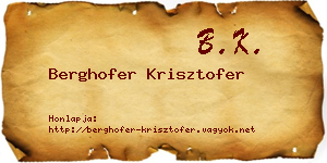 Berghofer Krisztofer névjegykártya